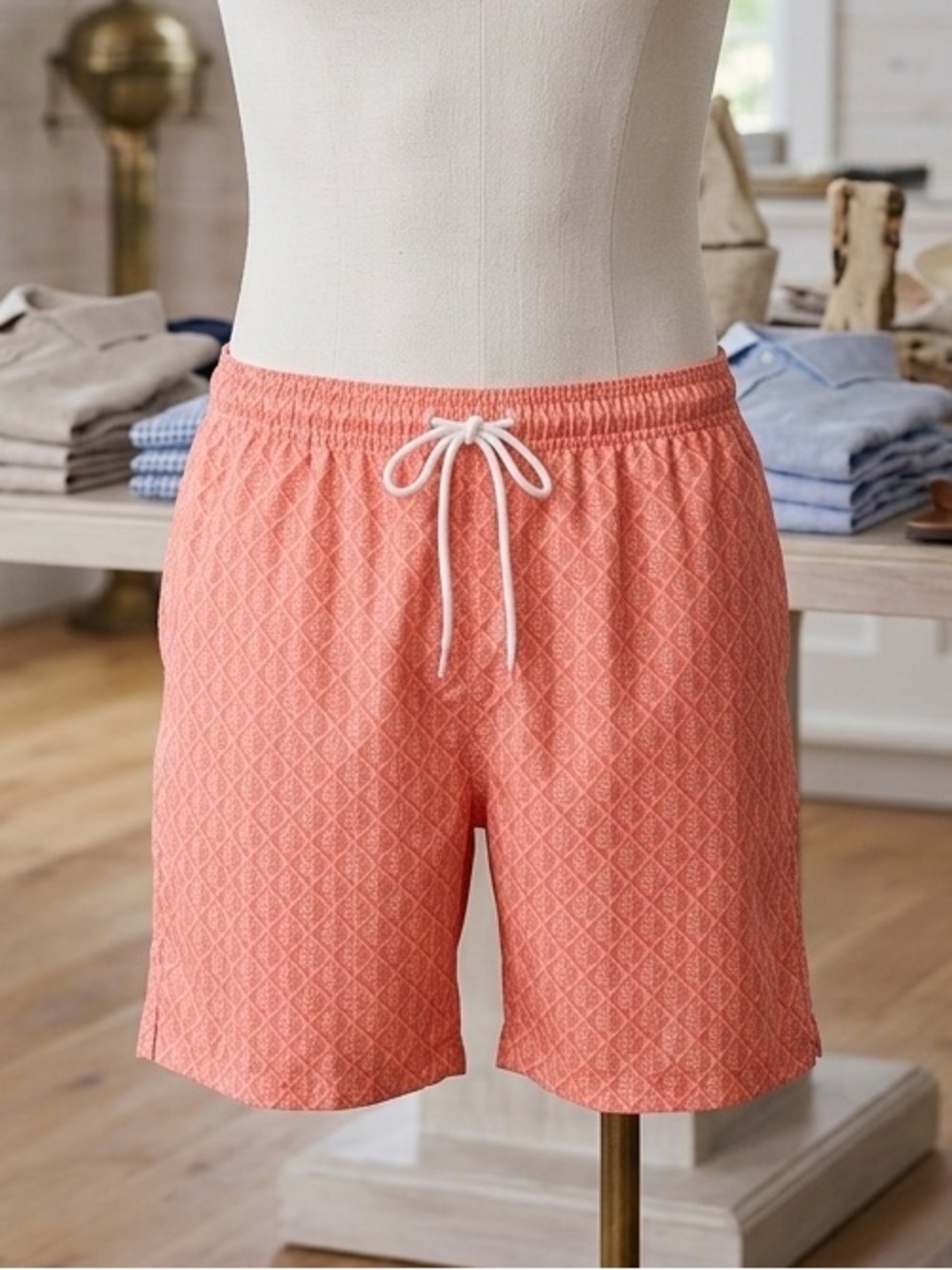 Catalina Coral Swim Trunks with White Drawstring
